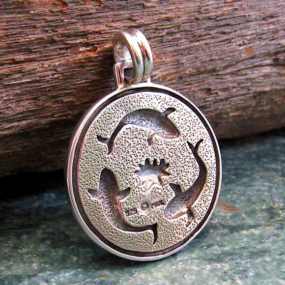 Solid 925 Sterling Silver Chinese Fish Feng Shui Necklace Pendant Zen Symbol - Picture 3 of 9